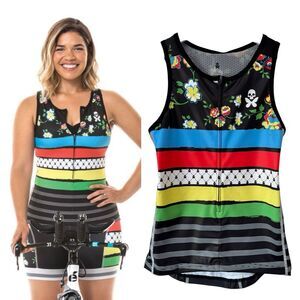 Betty Designs World Champion Fluoro Triathlon Jersey Top Floral Small NEW